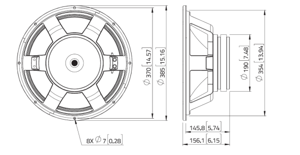 Lavoce WXF15.400 - 15" Woofer, 8 Ohm