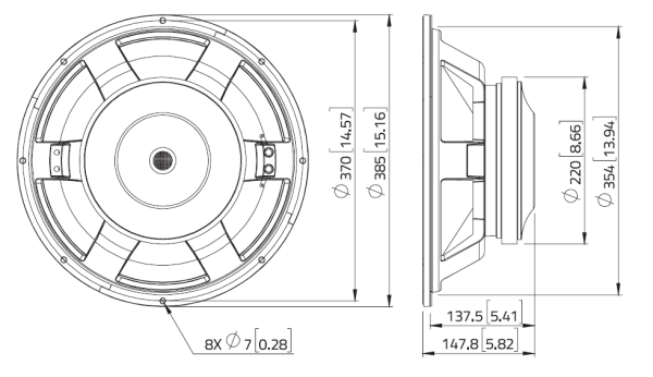 Lavoce WXF15.800 - 15" Woofer, 8 Ohm