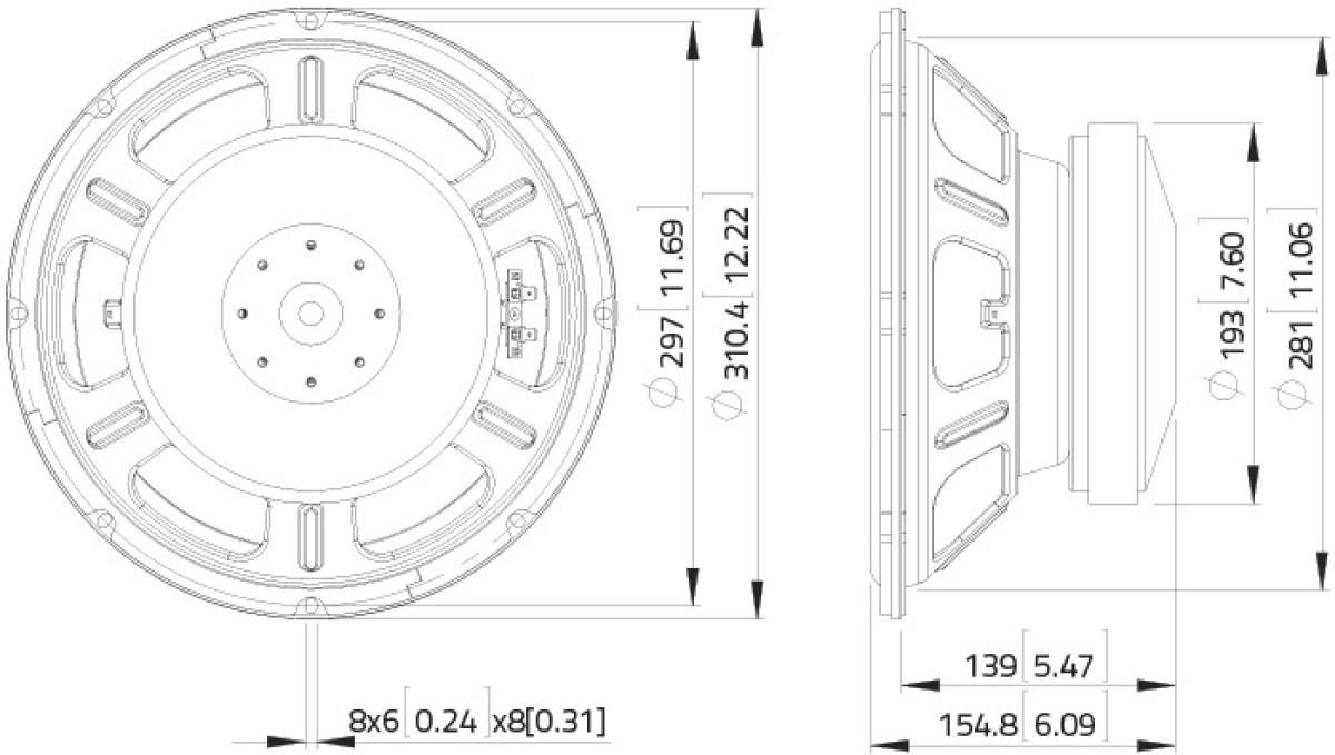 Lavoce SSF122.50L - 12" Subwoofer, 8 Ohm